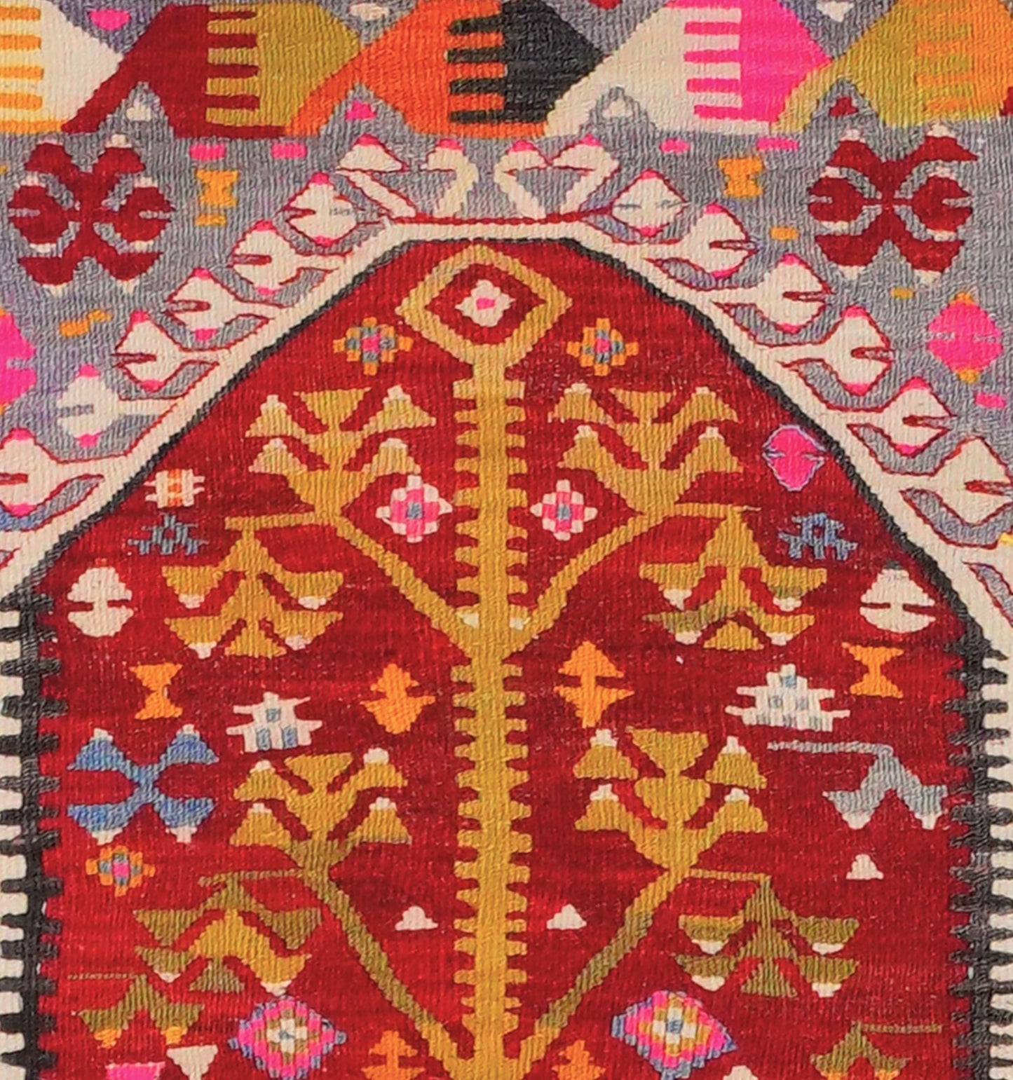 Détail du tissage en laine du kilim Adana tissé à la main (provenance Adana)
