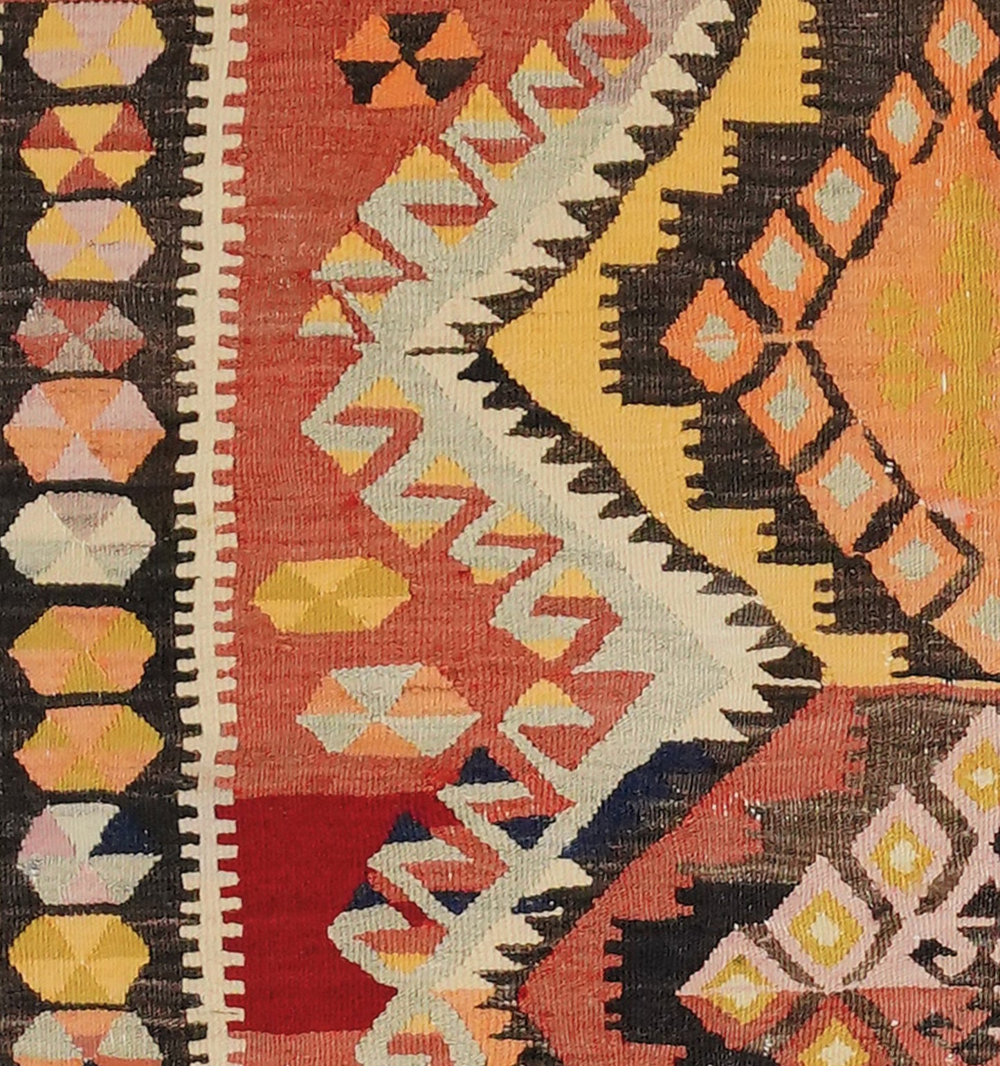 Détail du tissage en laine du kilim Adana tissé à la main (provenance Adana)
