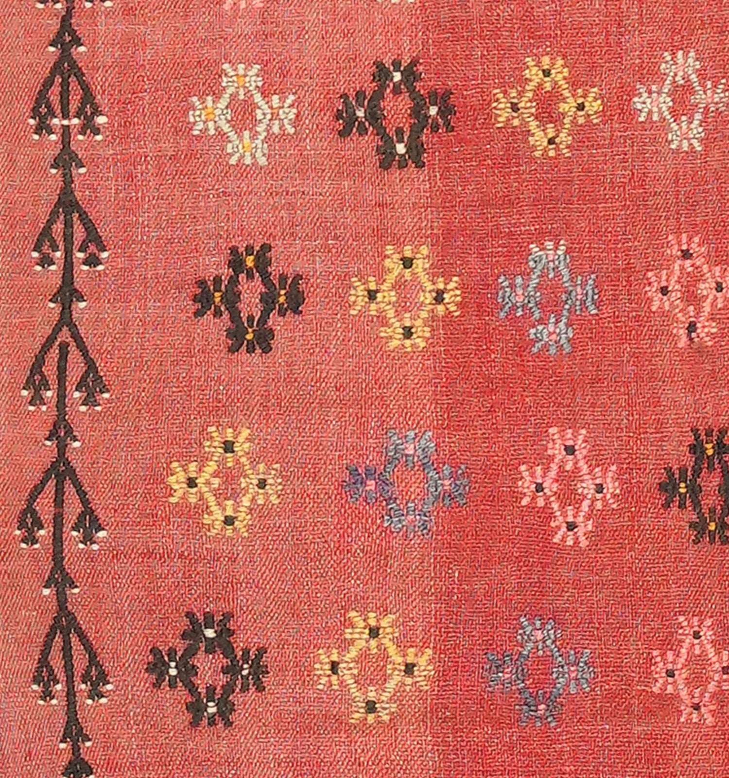 Détail du tissage – Tapis kilim ancien Adana 125×98 cm, laine naturelle tissée main