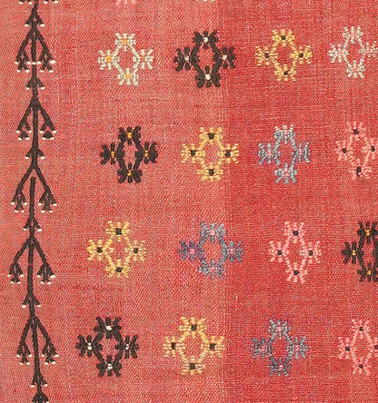Détail du tissage – Tapis kilim ancien Adana 125×98 cm, laine naturelle tissée main