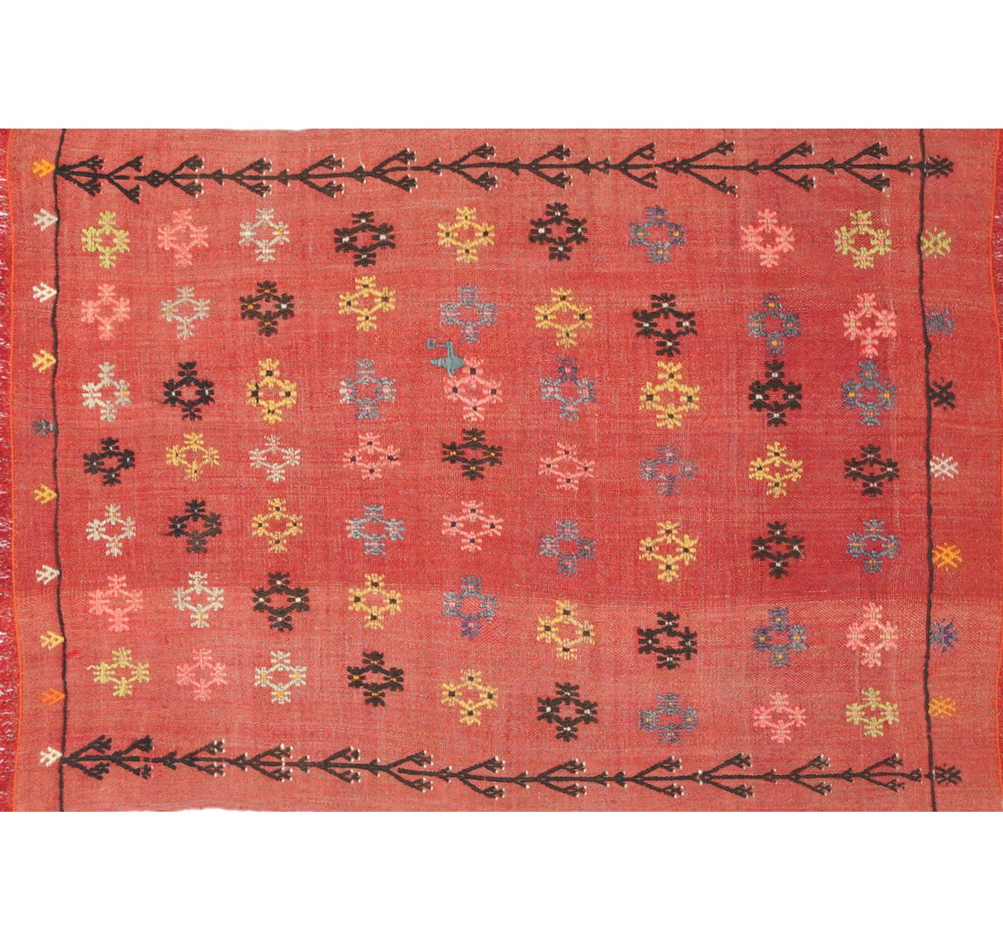 Tapis kilim ancien Adana 125×98 cm, vue d'ensemble – Laine naturelle, environ 55 ans, Anatolie du Sud-Est