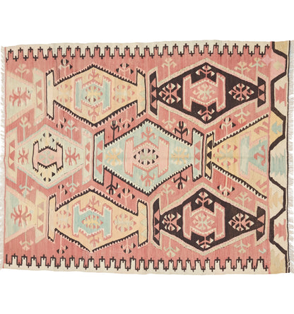 Vue horizontale du kilim Adana 134 x 100 cm – Tapis turc en laine de provenance Adana