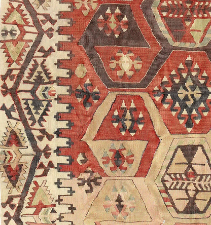 Détail du tissage en laine du kilim Adana tissé à la main (provenance Adana)