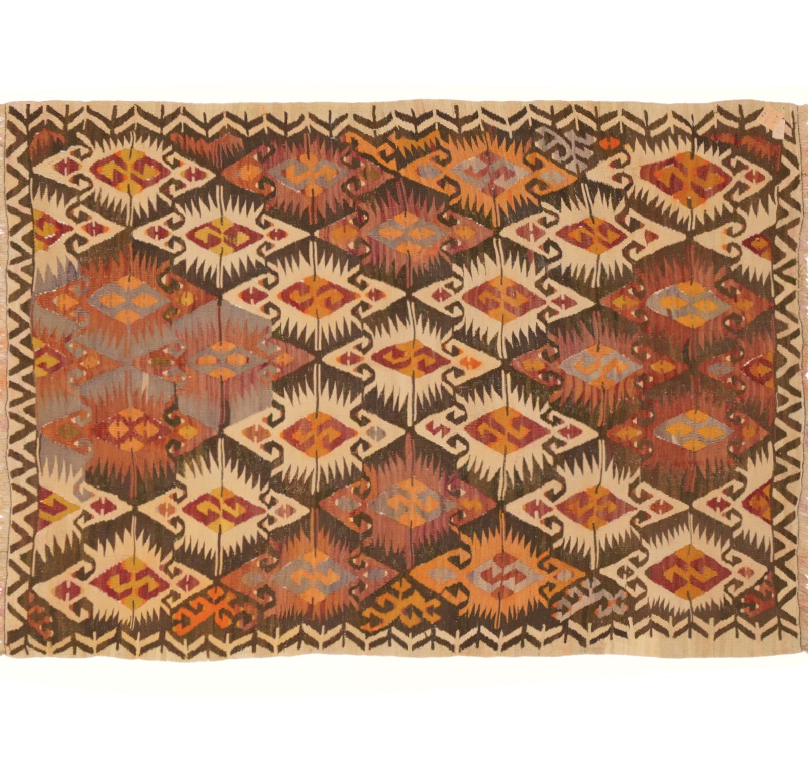 Vue horizontale du kilim Adana 188 x 123 cm – Tapis turc en laine de provenance Adana