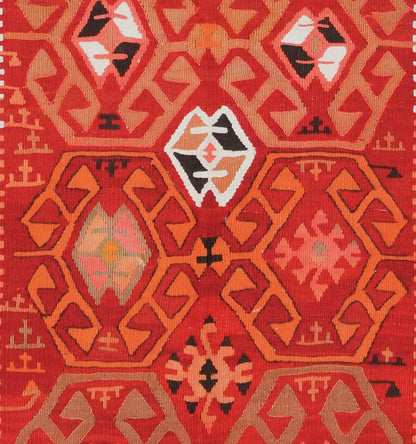 Détail du tissage – Tapis kilim ancien Adana 195×118 cm, laine naturelle tissée main