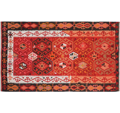 Tapis kilim ancien Adana 195×118 cm, vue d'ensemble – Laine naturelle, environ 65 ans, Anatolie du Sud-Est