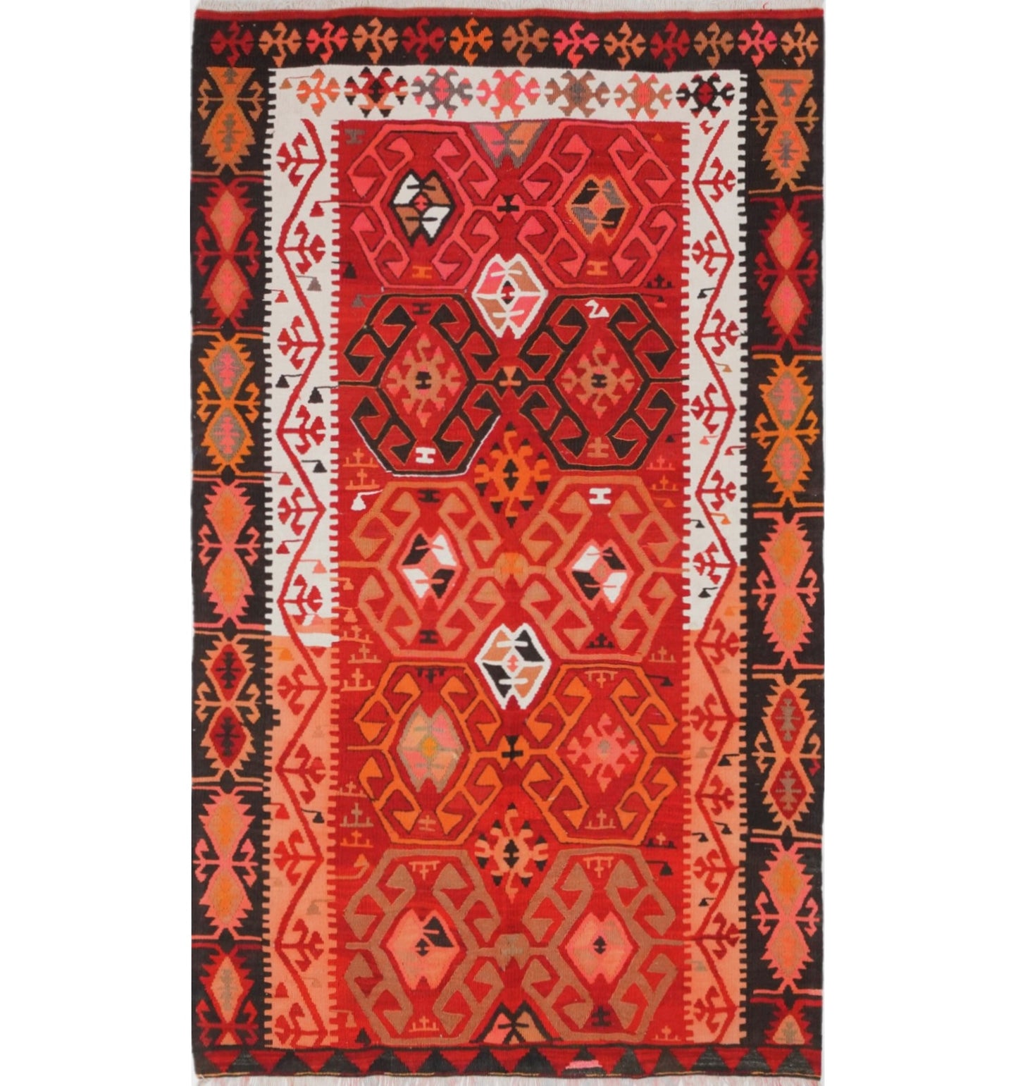 Kilim ancien Adana 195×118 cm – Tapis kilim tissé main en laine naturelle, Anatolie du Sud-Est