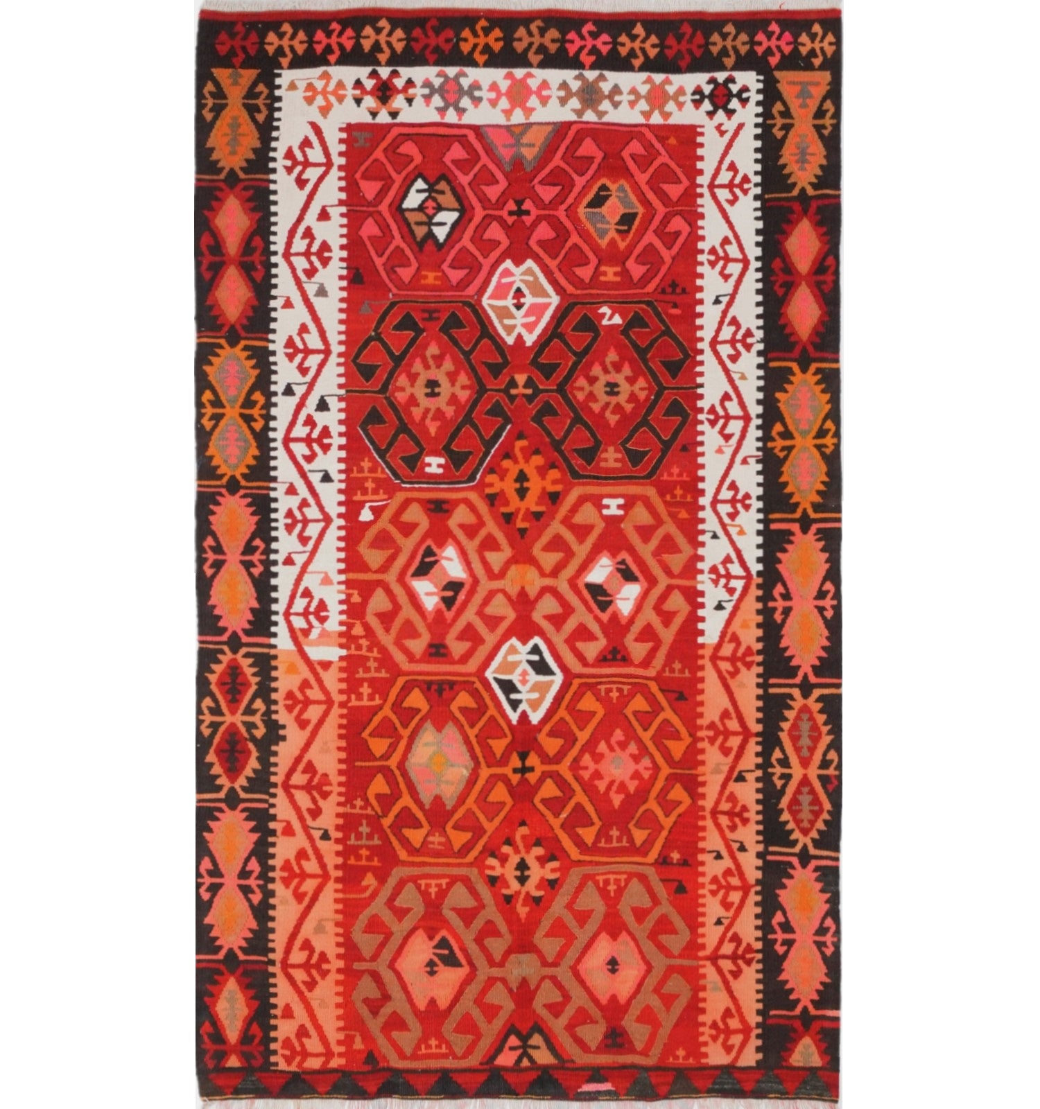 Kilim ancien Adana 195×118 cm – Tapis kilim tissé main en laine naturelle, Anatolie du Sud-Est