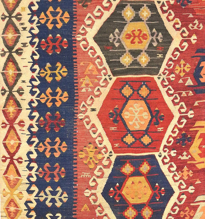 Détail du tissage en laine du kilim Adana tissé à la main (provenance Adana)