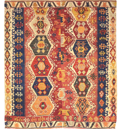Kilim Adana 195 x 175 cm – Tapis turc en laine tissé main, provenance Adana