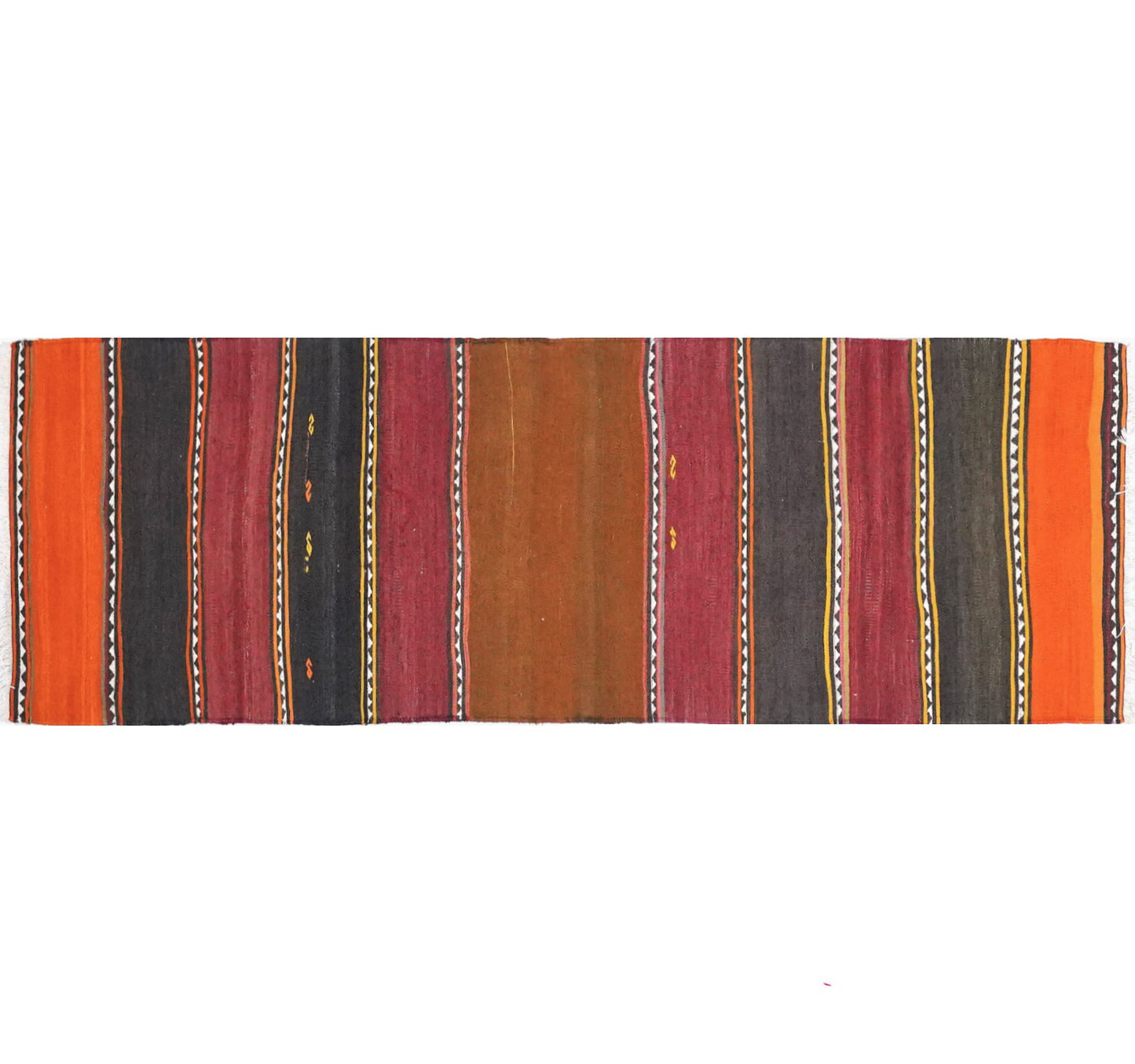 Vue horizontale du kilim Adana 225 x 75 cm – Tapis turc en laine de provenance Adana