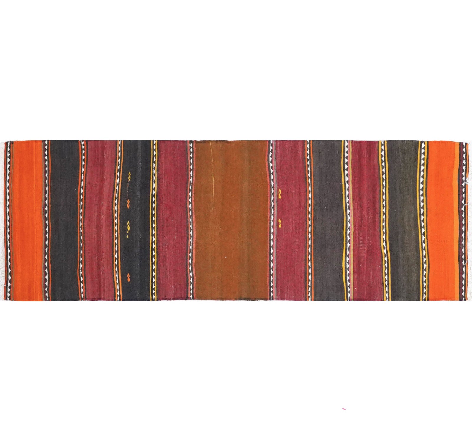 Vue horizontale du kilim Adana 225 x 75 cm – Tapis turc en laine de provenance Adana