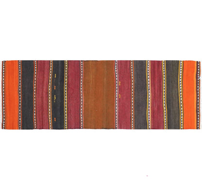 Vue horizontale du kilim Adana 225 x 75 cm – Tapis turc en laine de provenance Adana