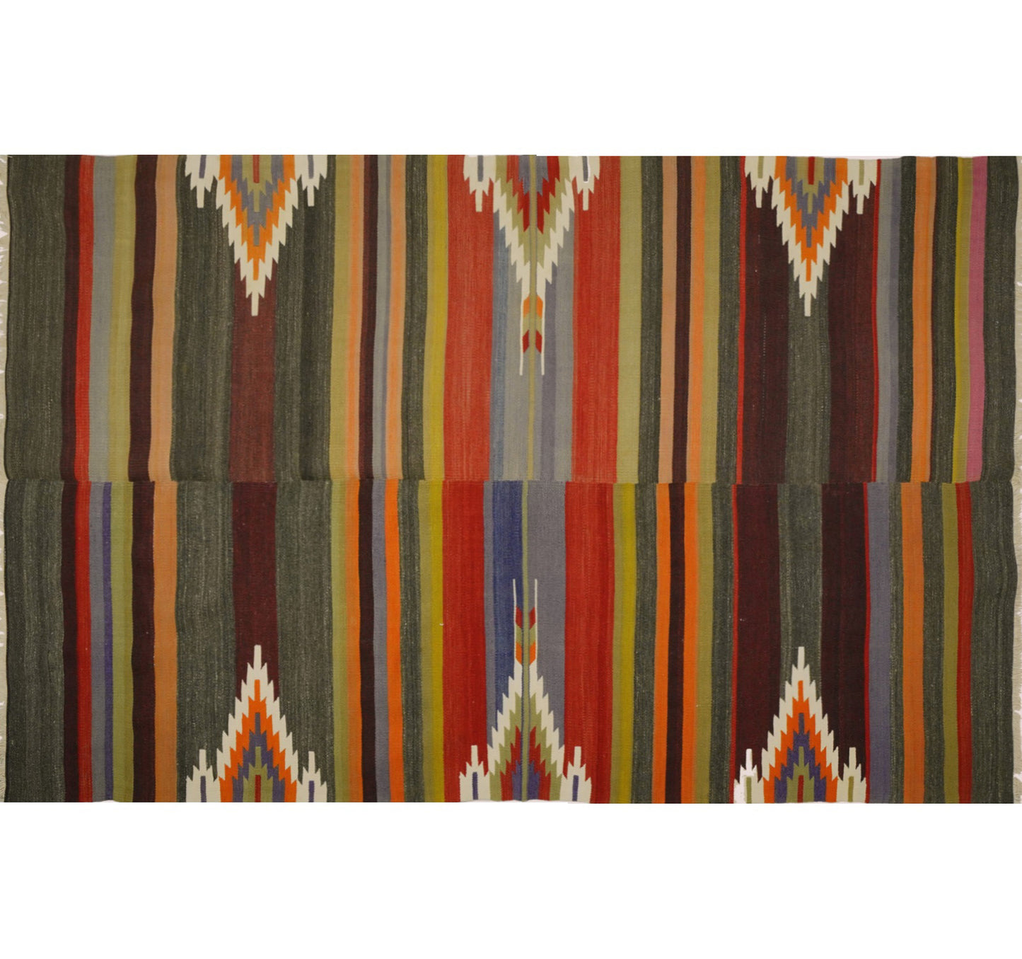 Vue horizontale du kilim Adana 250 x 153 cm – Tapis turc en laine de provenance Adana