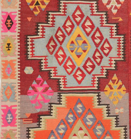 Détail du tissage – Tapis kilim ancien Adana 255×160 cm, laine naturelle tissée main