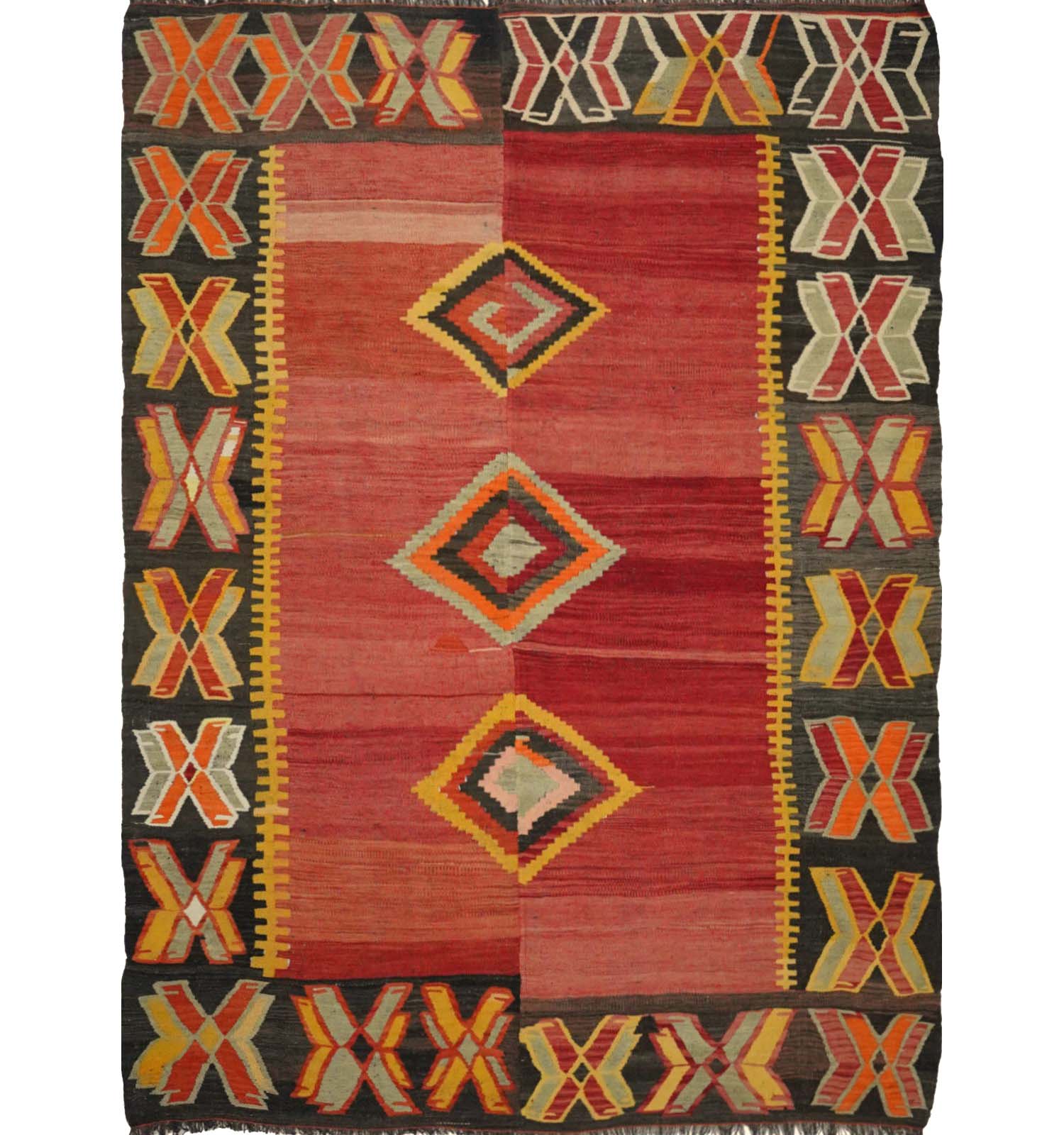 Vue horizontale du kilim Adana 270 x 195 cm – Tapis turc en laine de provenance Adana