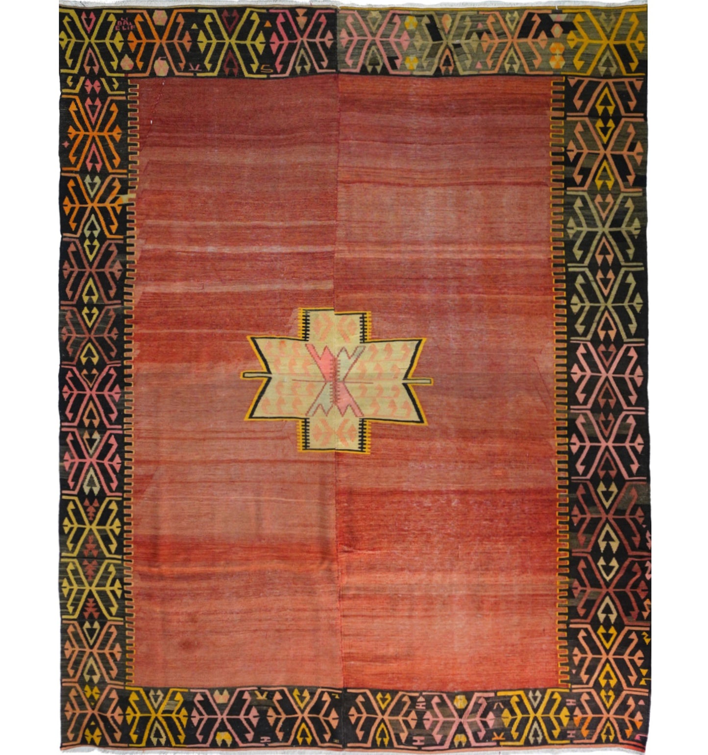 Kilim ancien Adana 270×218 cm – Tapis kilim tissé main en laine naturelle, Anatolie du Sud-Est