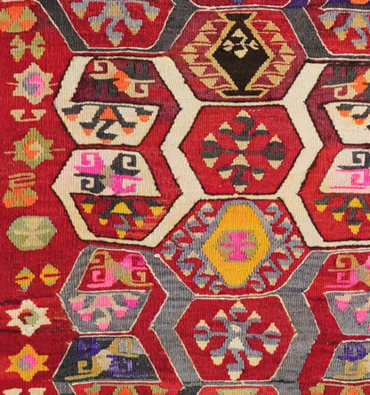 Détail du tissage en laine du kilim Adana tissé à la main (provenance Adana)