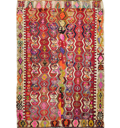 Vue horizontale du kilim Adana 275 x 190 cm – Tapis turc en laine de provenance Adana