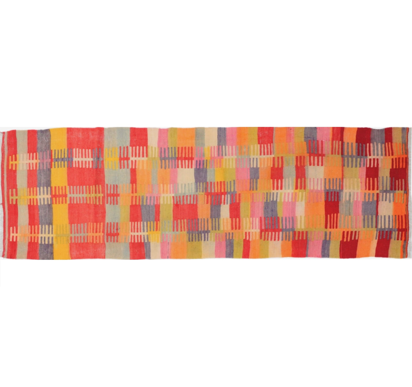 Vue horizontale du kilim Adana 280 x 90 cm – Tapis turc en laine de provenance Adana