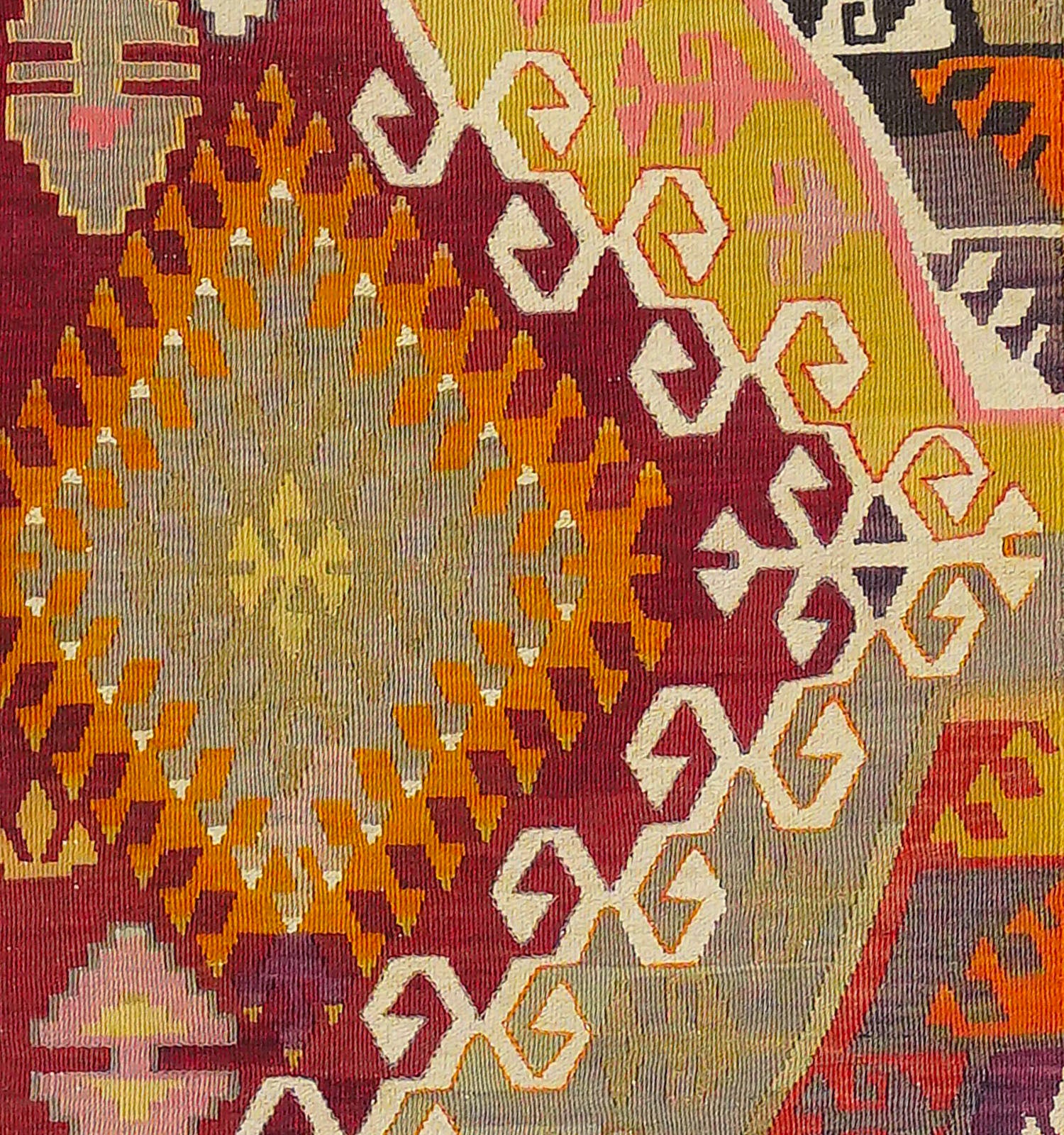 Détail du tissage en laine du kilim Adana tissé à la main (provenance Adana)