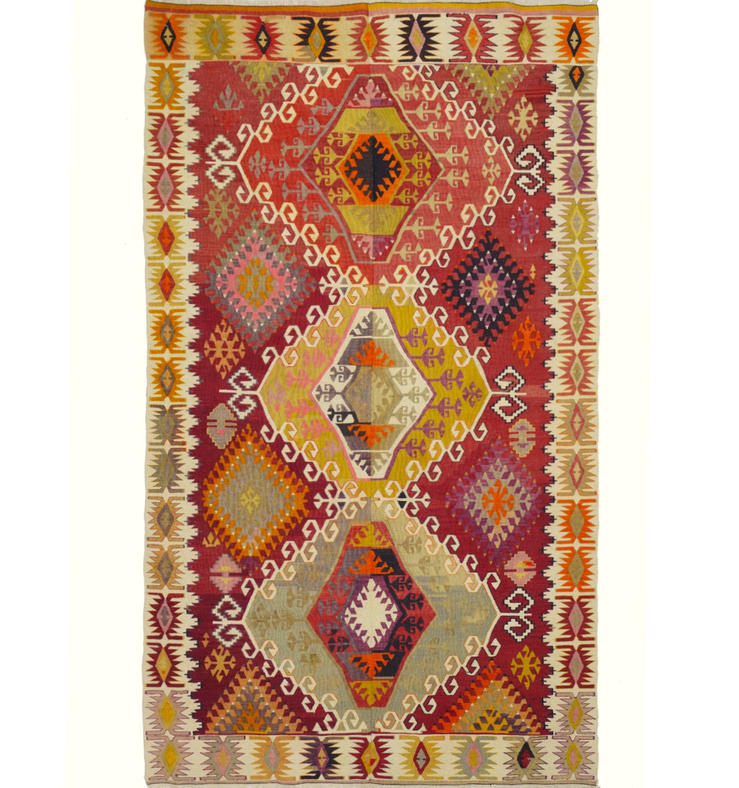 Vue horizontale du kilim Adana 285 x 170 cm – Tapis turc en laine de provenance Adana