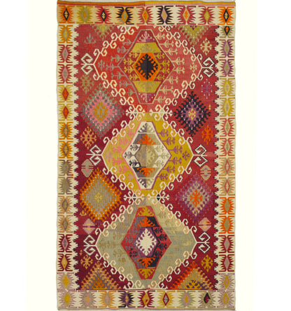 Vue horizontale du kilim Adana 285 x 170 cm – Tapis turc en laine de provenance Adana