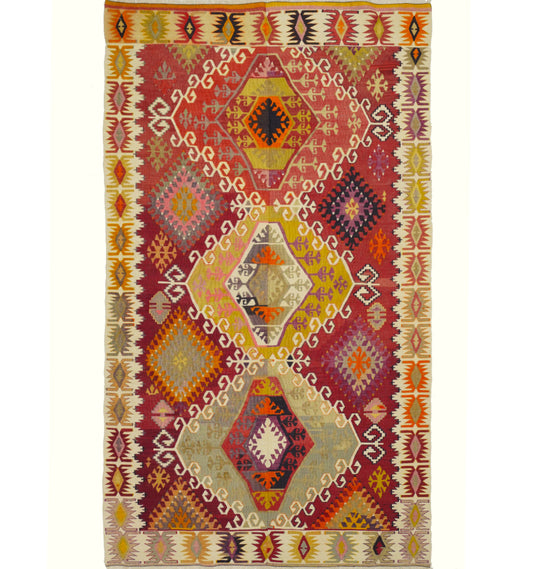 Vue horizontale du kilim Adana 285 x 170 cm – Tapis turc en laine de provenance Adana