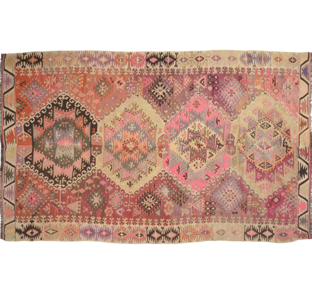 Vue horizontale du kilim Adana 287 x 170 cm – Tapis turc en laine de provenance Adana