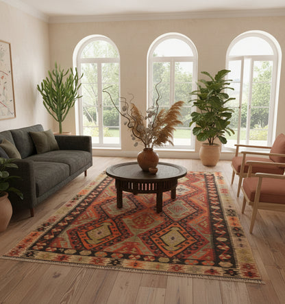 Kilim Adana 290 x 165 cm en situation dans un intérieur moderne – Décoration provenance Adana