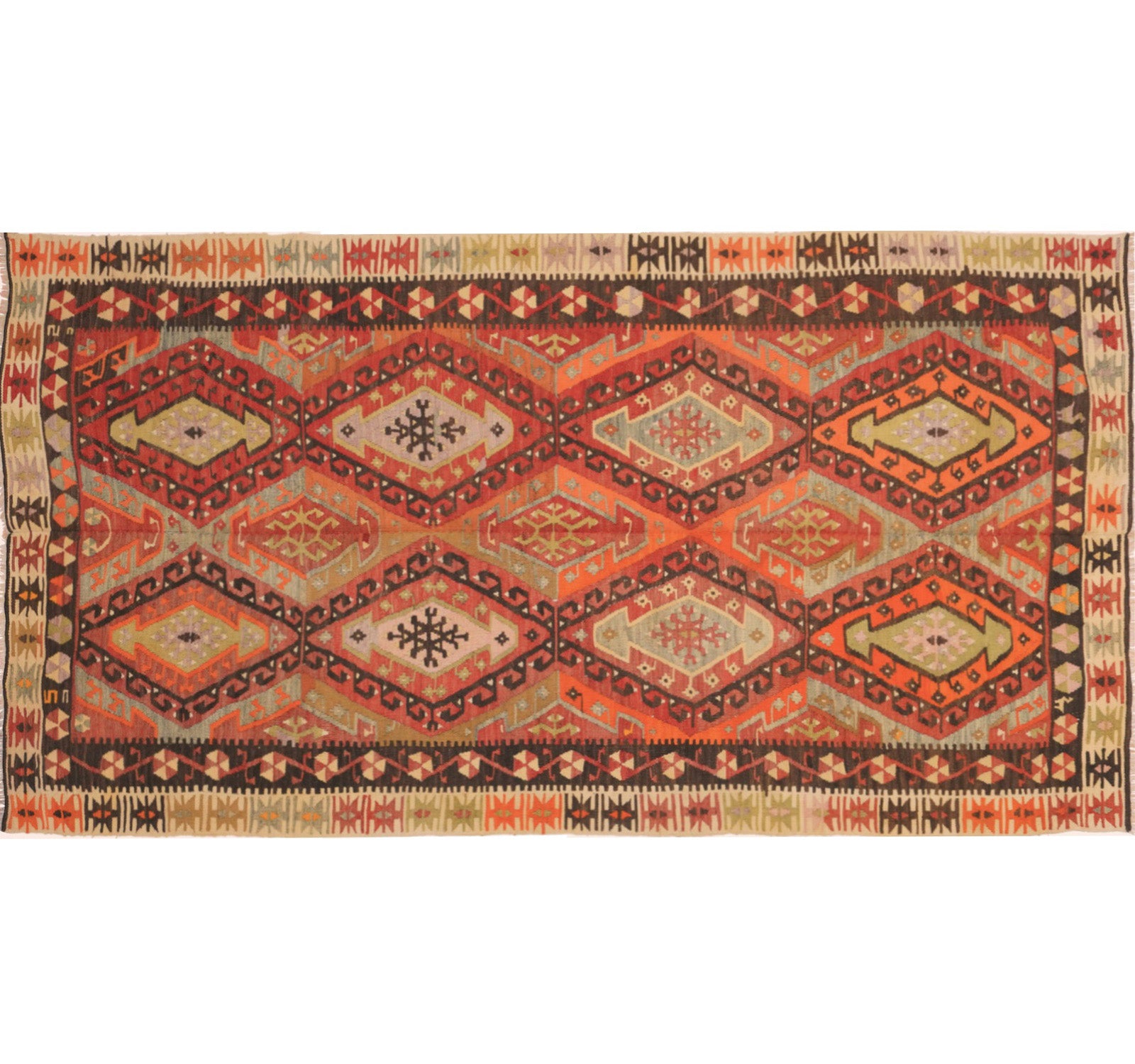 Vue horizontale du kilim Adana 290 x 165 cm – Tapis turc en laine de provenance Adana