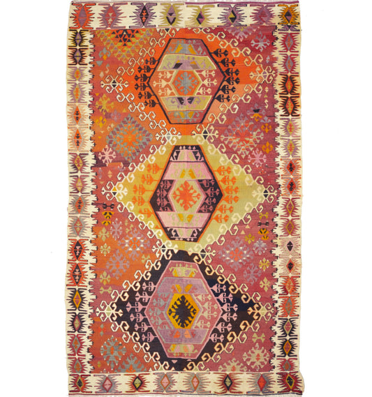 Vue horizontale du kilim Adana 295 x 173 cm – Tapis turc en laine de provenance Adana