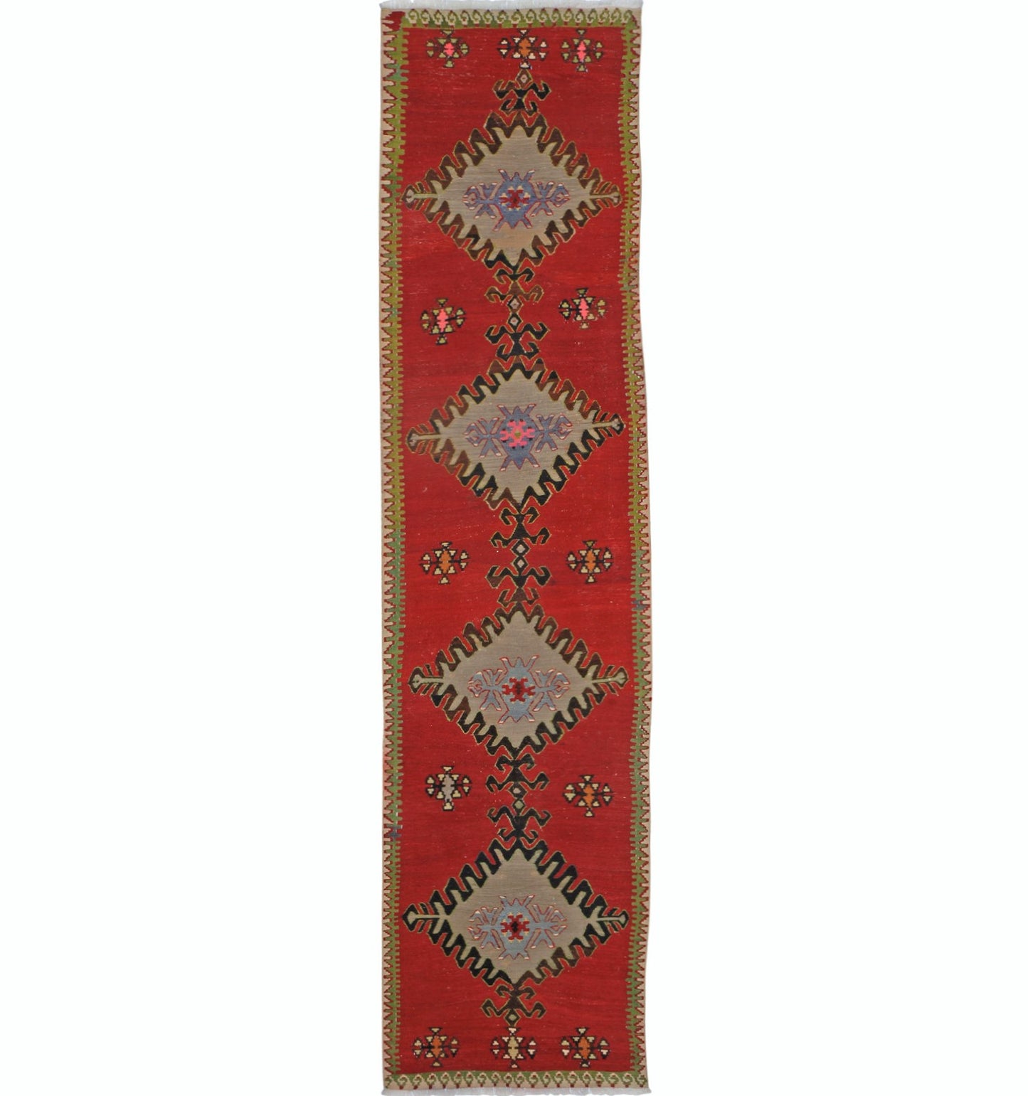 Kilim ancien Adana 298×70 cm – Tapis kilim tissé main en laine naturelle, Anatolie du Sud-Est