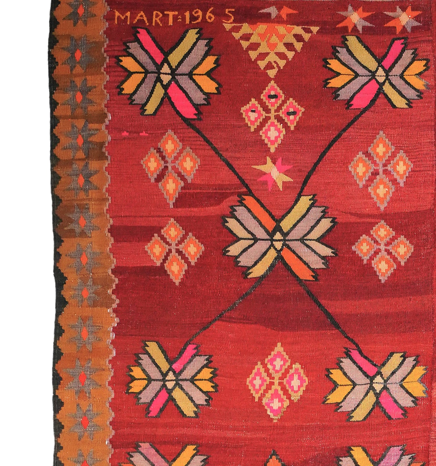 Détail du tissage – Tapis kilim Adana 310 × 190 cm, laine naturelle