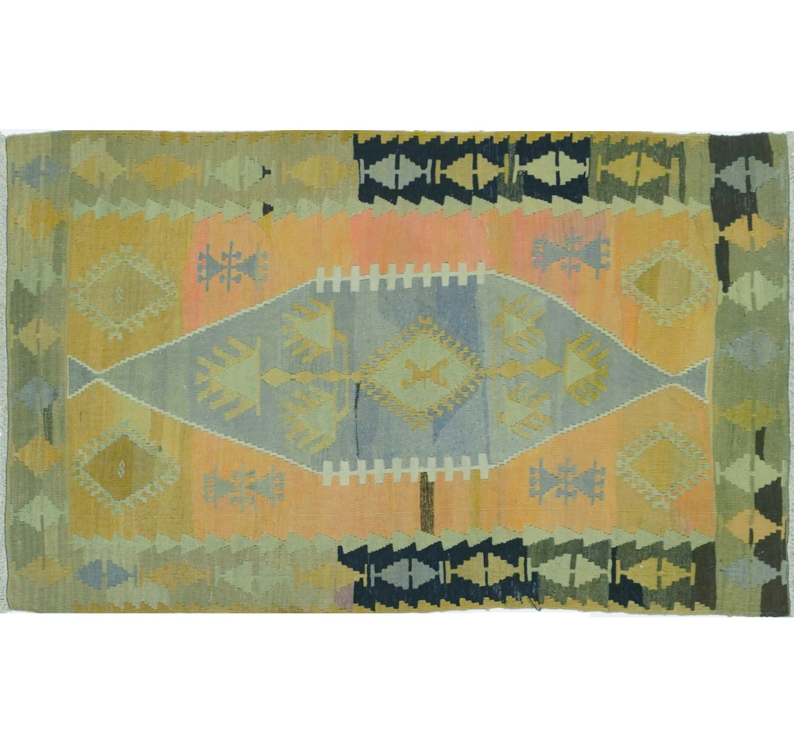 Vue horizontale du kilim Afyon 148 x 90 cm – Tapis turc en laine de provenance Afyon