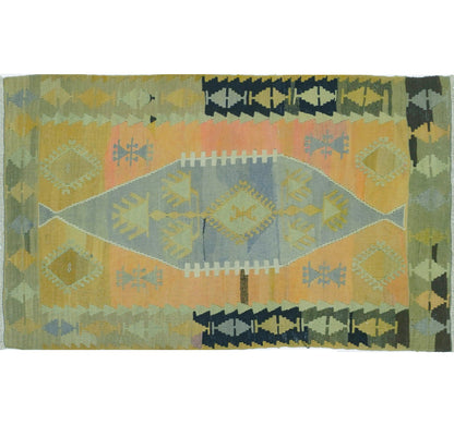 Vue horizontale du kilim Afyon 148 x 90 cm – Tapis turc en laine de provenance Afyon
