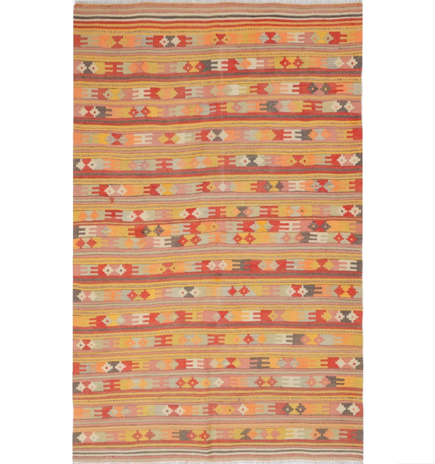 Détail du tissage en laine du kilim Afyon tissé à la main (provenance Afyon)