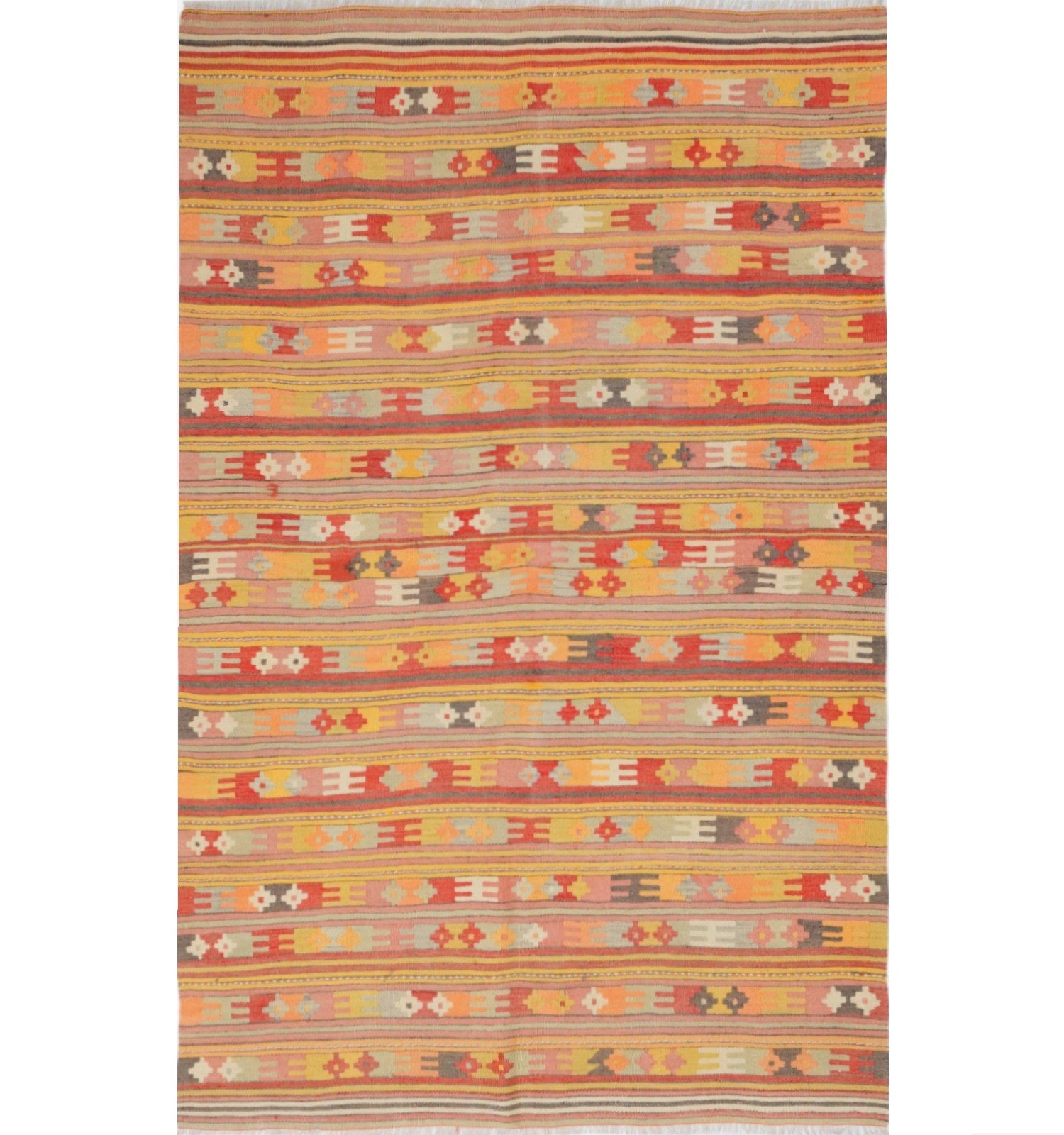 Détail du tissage en laine du kilim Afyon tissé à la main (provenance Afyon)