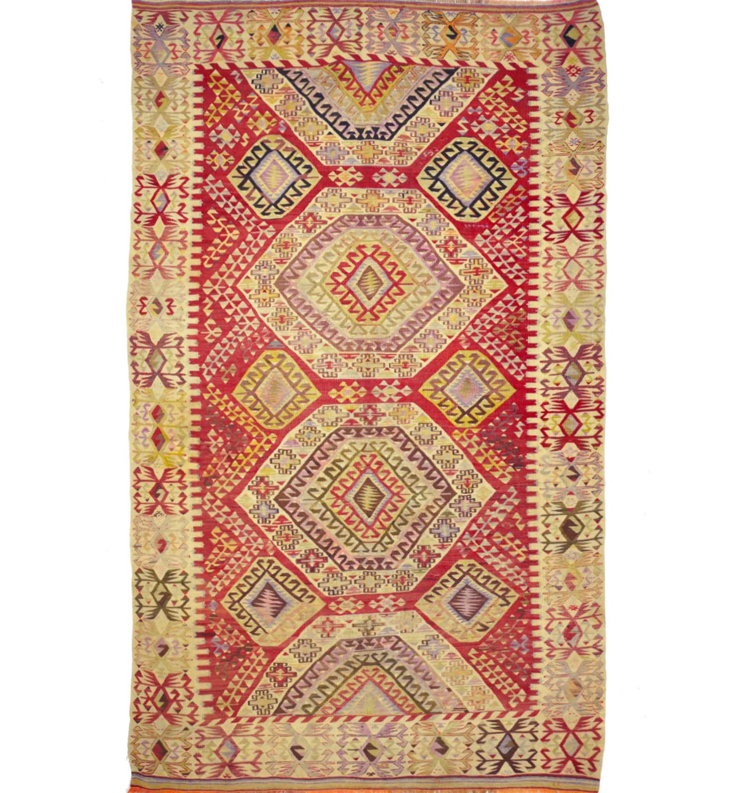 Vue horizontale du kilim Afyon 320 x 205 cm – Tapis turc en laine de provenance Afyon