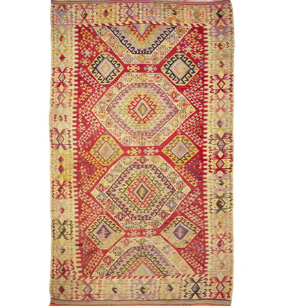 Vue horizontale du kilim Afyon 320 x 205 cm – Tapis turc en laine de provenance Afyon