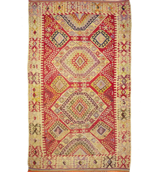 Vue horizontale du kilim Afyon 320 x 205 cm – Tapis turc en laine de provenance Afyon