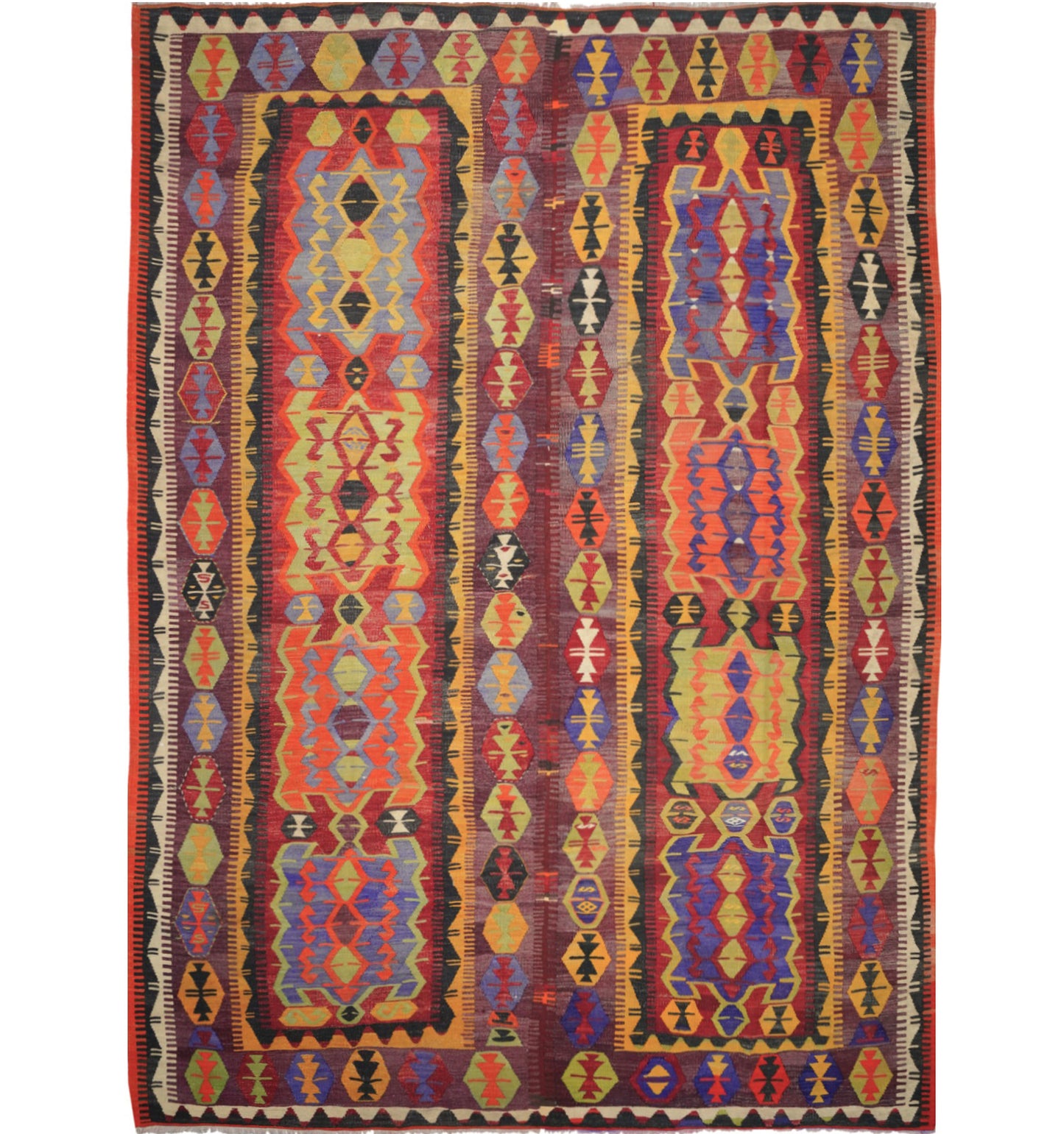 Kilim Akviran 343 x 246 cm – Tapis turc en laine tissé main, provenance Akviran