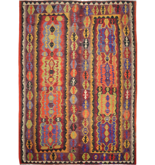 Kilim Akviran 343 x 246 cm – Tapis turc en laine tissé main, provenance Akviran