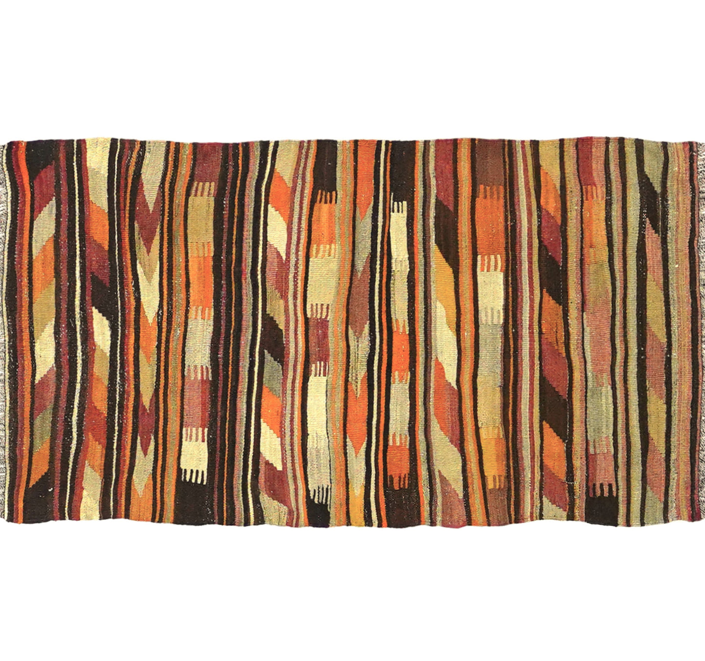 Vue horizontale du kilim Anamur 130 x 74 cm – Tapis turc en laine de provenance Anamur