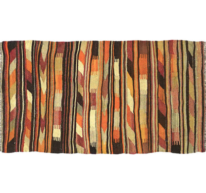 Vue horizontale du kilim Anamur 130 x 74 cm – Tapis turc en laine de provenance Anamur