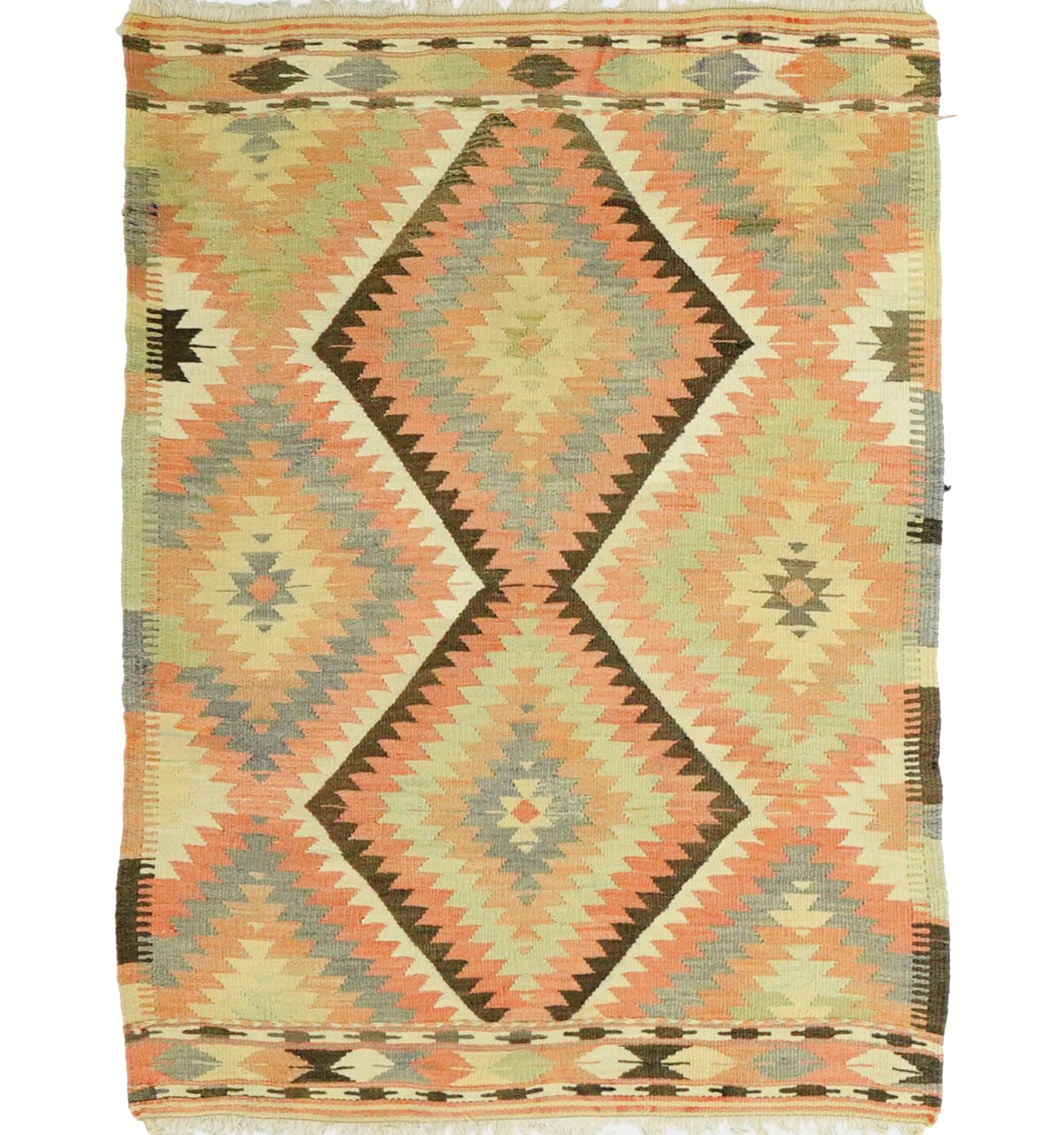 Kilim ancien Barak 135×110 cm – Tapis kilim tissé main en laine naturelle, Anatolie du Sud-Est