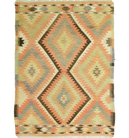 Kilim ancien Barak 135×110 cm – Tapis kilim tissé main en laine naturelle, Anatolie du Sud-Est