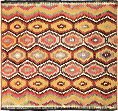 Kilim Antalya 232 x 220 cm – Tapis turc en laine tissé main, provenance Antalya