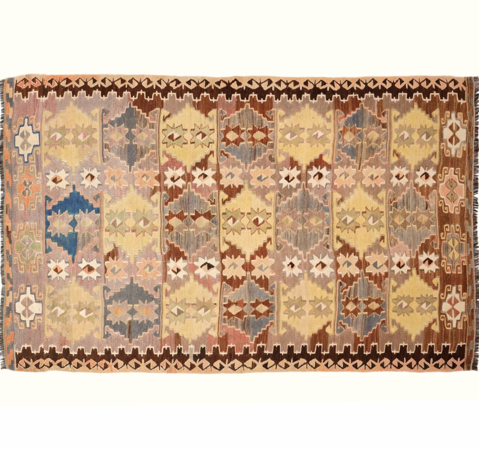 Vue horizontale du kilim Antalya 260 x 155 cm – Tapis turc en laine de provenance Antalya