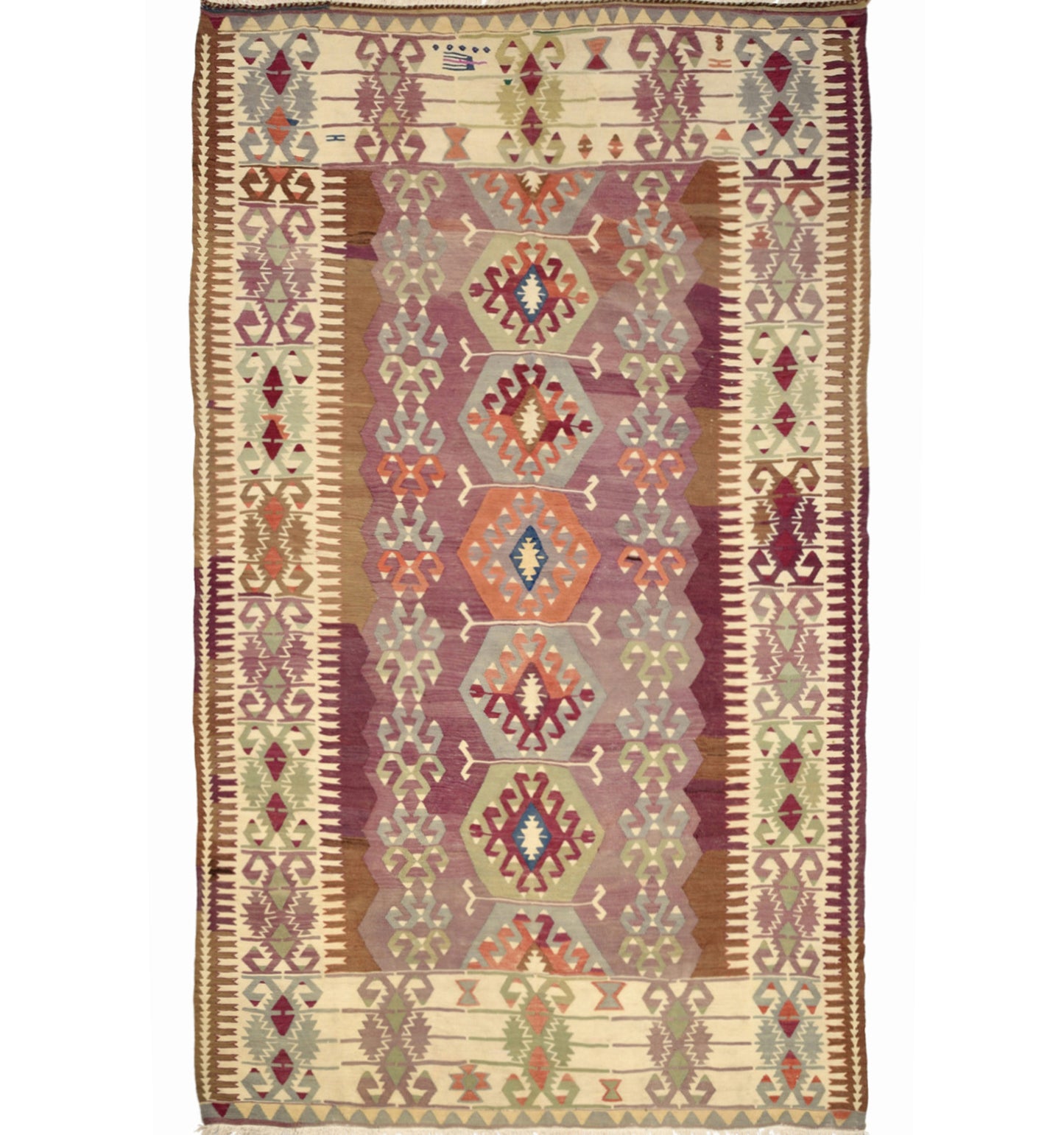 Vue horizontale du kilim Antalya 295 x 185 cm – Tapis turc en laine de provenance Antalya